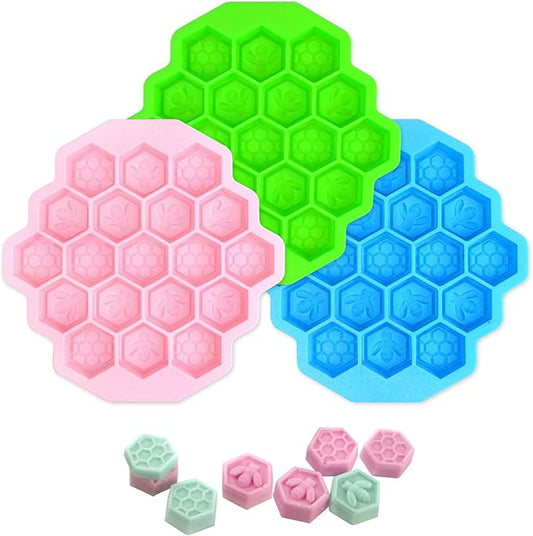 3Pcs Honeycomb Bees Silicone Molds, XJMWXHFC 19 Cavities Chocolate Molds by Unknown