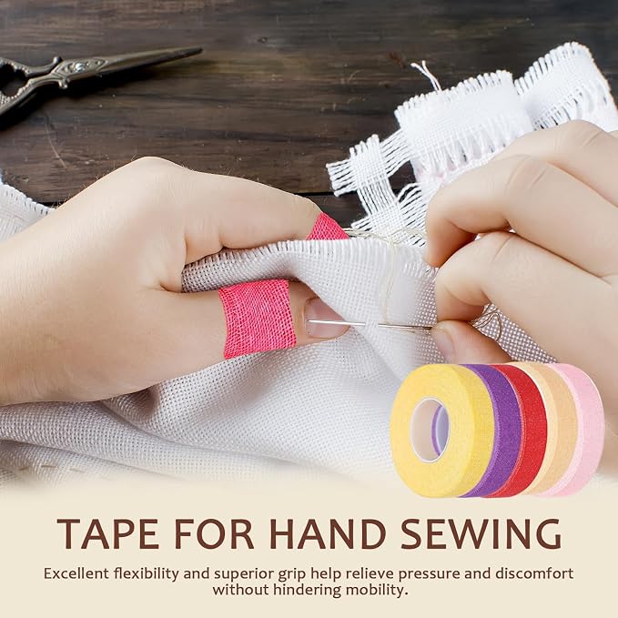 5 PCS Thimble Tape for Hand Sewing, Adjustable Sewing Thimble Finger Protector - Image 5