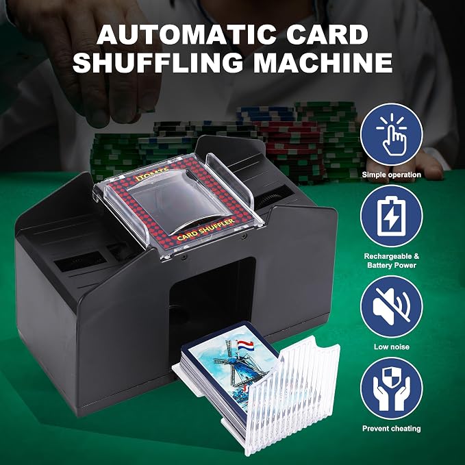 ITOME Automatic Card Shuffler, 2/4/6 Decks Electric Heavy Duty Card Shuffler - Image 8