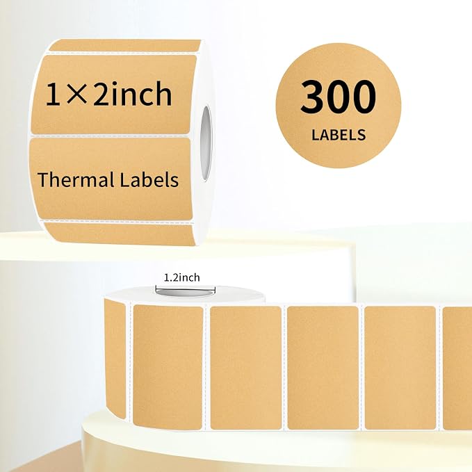 2x1 Inch BrownThermal Labels, Waterproof Brown Thermal Printer Stickers - Image 3