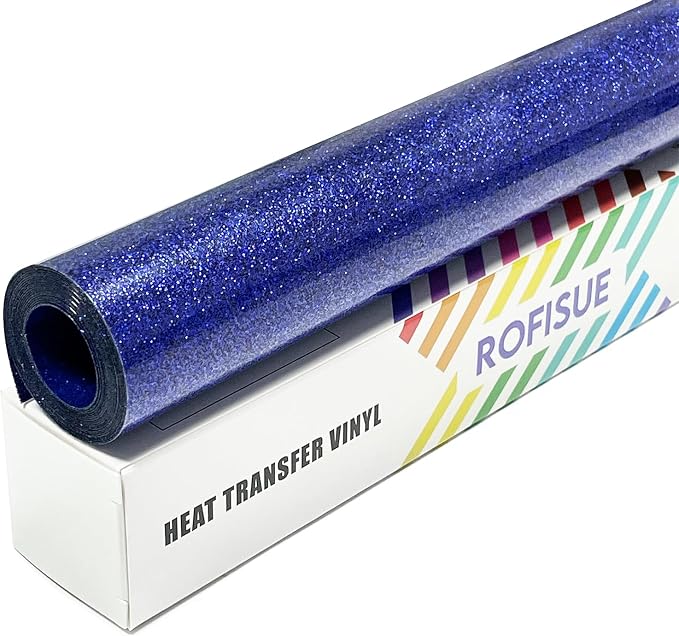 Dark Blue Glitter Heat Transfer Vinyl 12Inch*6FT Glitter Iron on Vinyl by Unknown