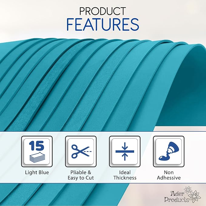 Light Blue EVA Foam Sheets for Crafts, 9 x 12 Inch, 2mm Thickness – Ideal for - Image 4