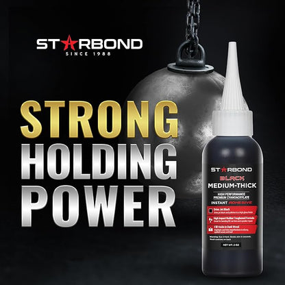 STARBOND Black Medium-Thick CA Glue, Premium Cyanoacrylate Super Glue, Knot - Image 3