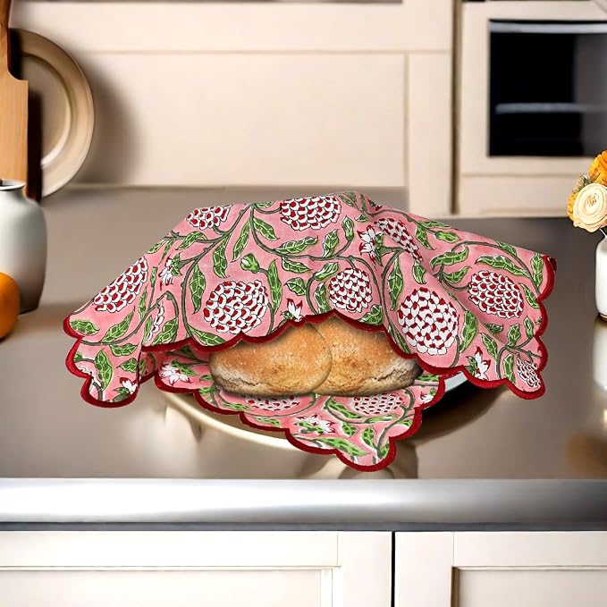 Ridhi Strawberry Pink Hand Block Print Napkins 18" x 18" Set of 4 Reusable - Image 8
