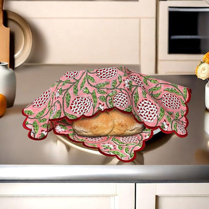 Ridhi Strawberry Pink Hand Block Print Napkins 18" x 18" Set of 4 Reusable - Image 8