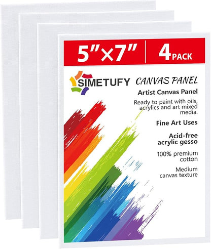 Simetufy 4 Pack 5x7 Inch Canvas Boards by Simetufy