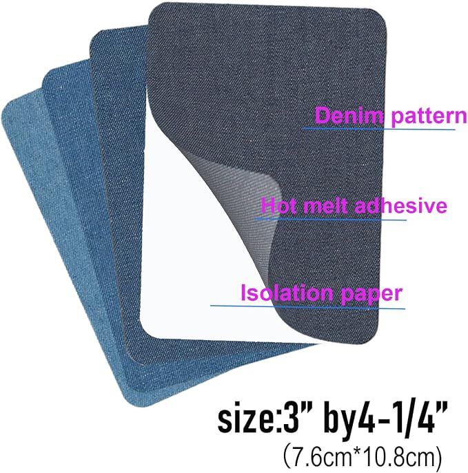 Iron-On Fabric Patches for Clothing, 12 Sheets 3" by 4-1/4", Durable Washable - Image 2