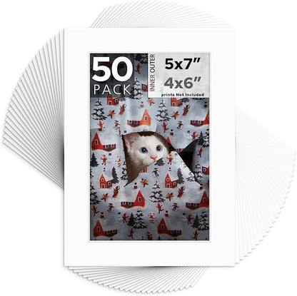Mat Board Center, 5x7 for 4x6 White Mats by MatBoardCenter