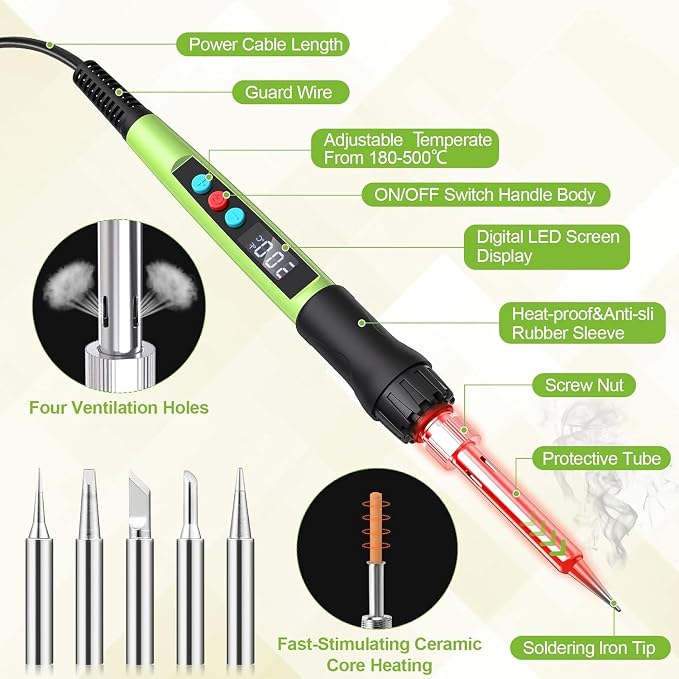 Soldering Iron Kit, 100W LED Digital Solder Gun kits - Image 2