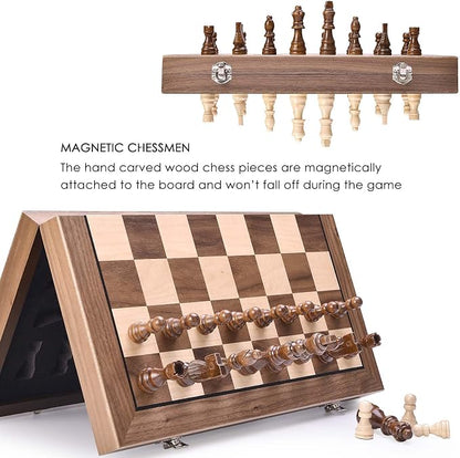 AMEROUS 15 Inches Magnetic Wooden Chess Set - Image 4