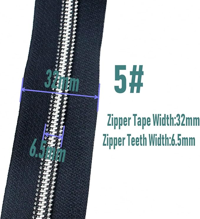 Leekayer #5 Silver Metallic Nylon Coil Zippers by The Yard Bulk 10 Yards Zipper - Image 2