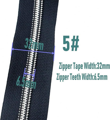 Leekayer #5 Silver Metallic Nylon Coil Zippers by The Yard Bulk 10 Yards Zipper - Image 2