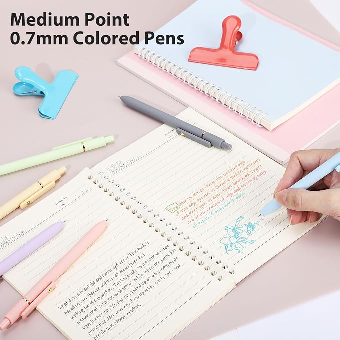 FIOVER Colored Pens, 12 Pack Colorful Gel Pens, Quick-Dry 0.7mm Medium Point - Image 4