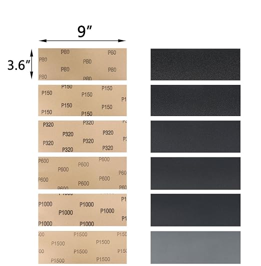 60 Pcs 9x3.6 Inch 8 Grit Mixed Packing Wet and Dry Sandpaper Sheets, - Image 3