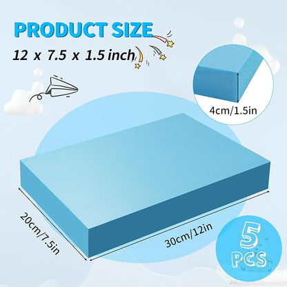 LuckyFoam Blue 5 Pack 12x7.5x1.5 inch Foam Sheets 1.5 Inch Thick Polystyrene - Image 2