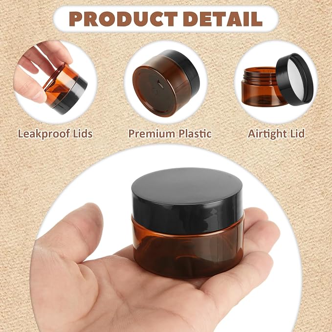 100 Pack 1oz Amber Plastic Jars - Image 3
