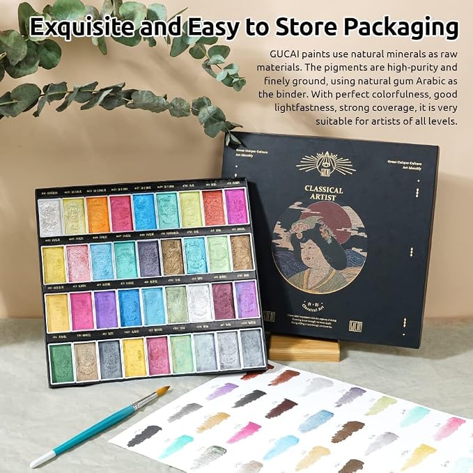 Paul Rubens Watercolor Paint Set, 36 Classical Glittery Colors Solid Paints - Image 2