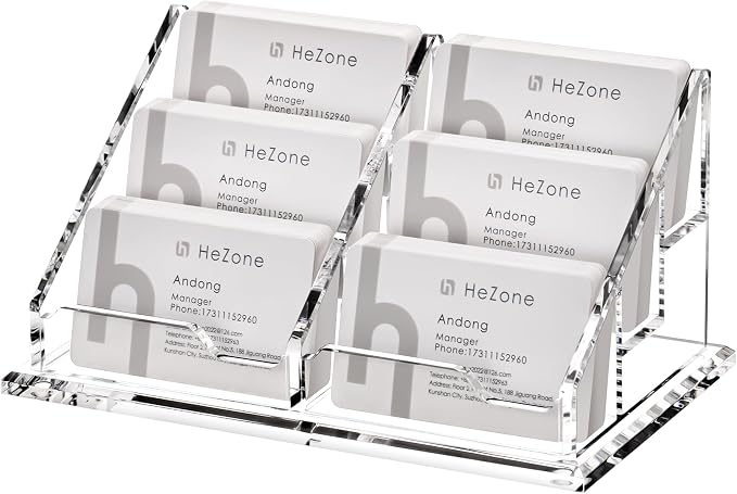 Business Card Holder for Desk, Acrylic Business Card Organizer, Office Desk by HeZone