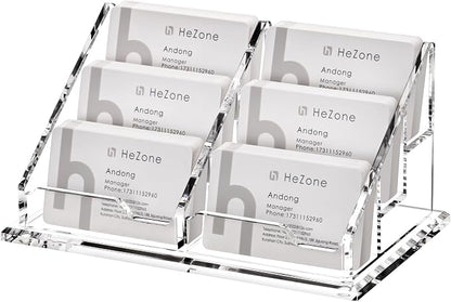 Business Card Holder for Desk, Acrylic Business Card Organizer, Office Desk by HeZone