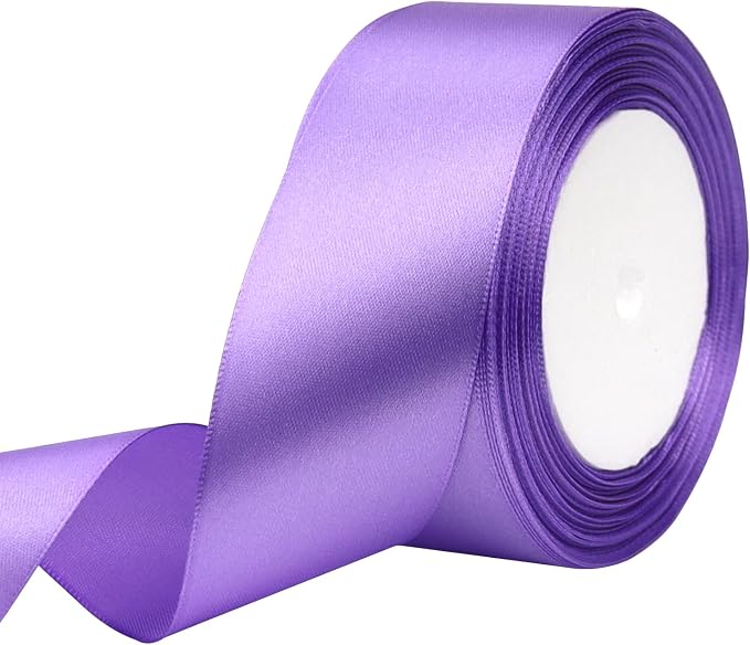 Light Purple Solid Satin Ribbon 1-1/2 Inch 25 Yards Solid Polyester Fabric by Riunbb