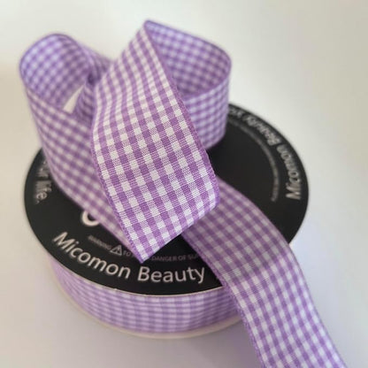 Purple and White Woven Edge Plaid Ribbon 100% Polyester Gingham Ribbon 25 Yards - Image 7