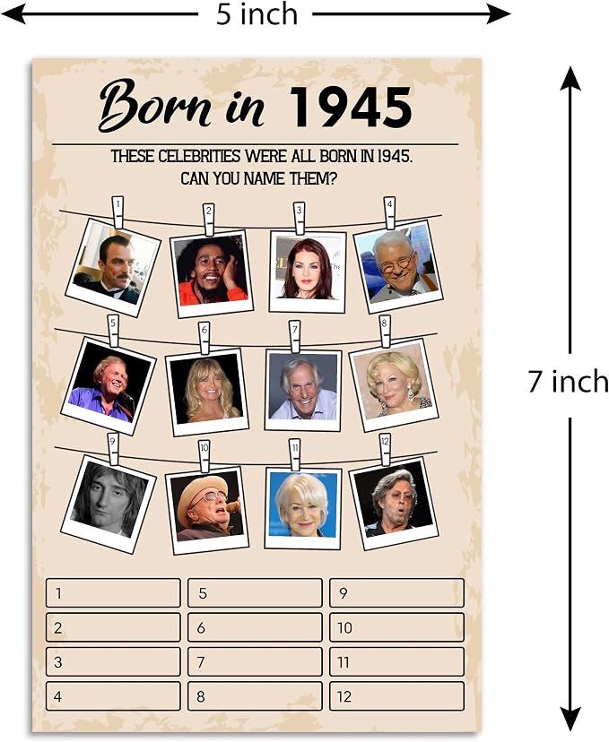 80th Birthday Party Games, Born in 1945 Games Bundle, Birthday Party Supplies - Image 2