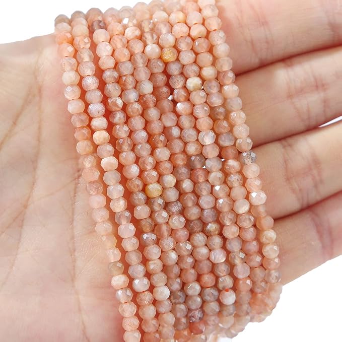 Natural Sunstone Beads 4x2mm 120pcs Faceted Rondelle Loose Semi Gemstone Beads - Image 3