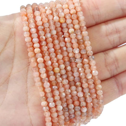 Natural Sunstone Beads 4x2mm 120pcs Faceted Rondelle Loose Semi Gemstone Beads - Image 3