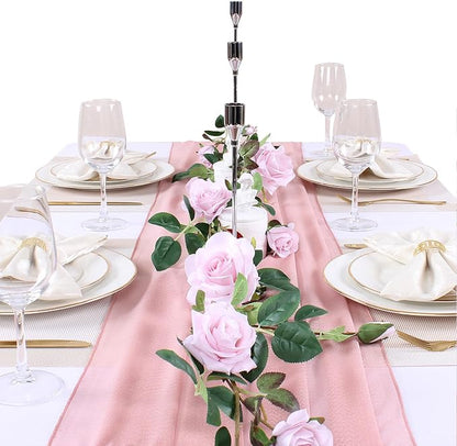 10ft Dusty Rose Chiffon Table Runner 30 x 120 Inches Sheer Romantic Table Runner - Image 4