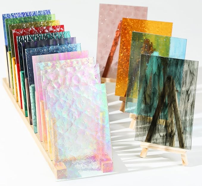 40 Transparent Stained Glass Sheets, 4”x6” Textured Bright Transparency Mosaic - Image 3