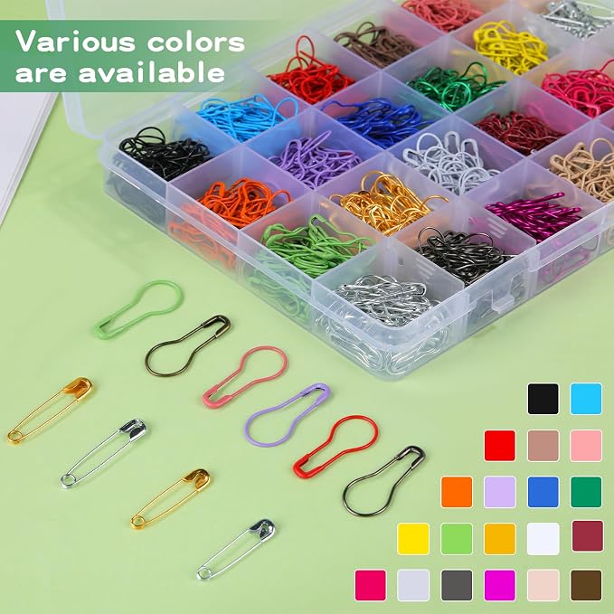 1200 Pcs 22 Colors Metal Safety Pins, Bulb Gourd Pins Pear Shaped Pins - Image 3