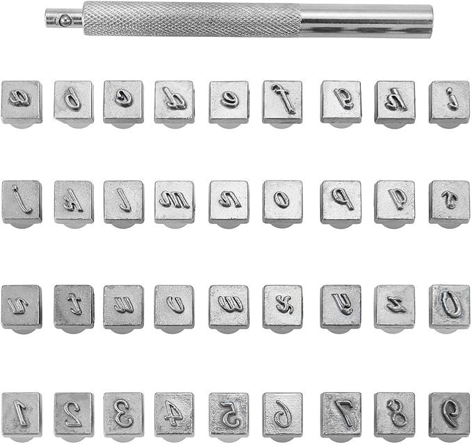Yoption 37 Pieces Leathercarft Stamping Tool Set, 26 Letters Alphabet & 10 by Yoption