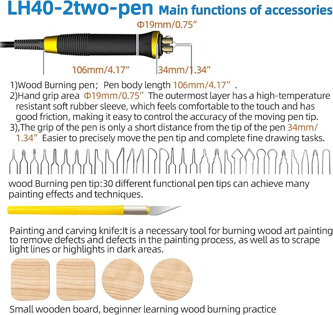 Wood Burning Tool, Wood Burner kit Pen 25~750℃, Wood Burning kit - Image 5