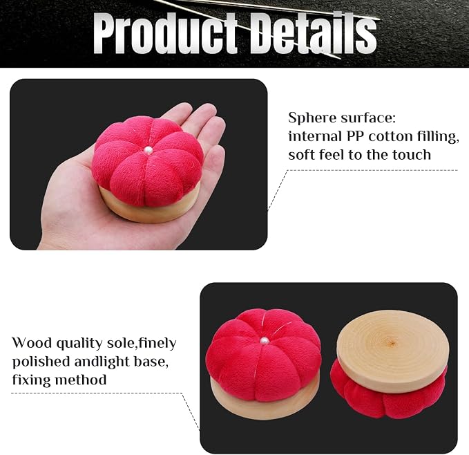 Uxney Pin Cushion, Wooden Sewing Pin Cushion Pincushion Needle Cushion - Image 4