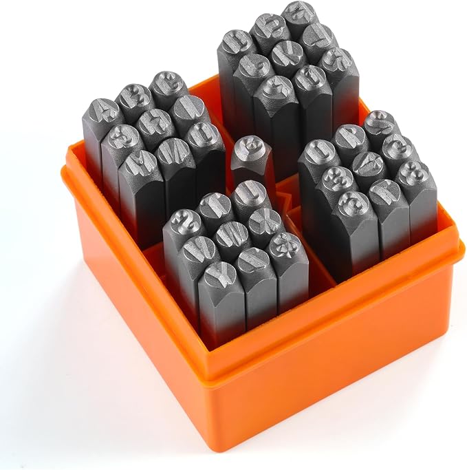 YKLP 37 Pcs Number and Letter Stamp Set, 1/4” Metal Letter Stamps DIY Arts & by YKLP