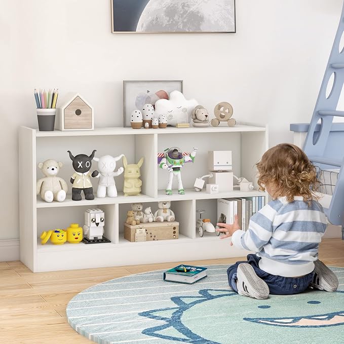Toy Storage Organizer, 2-Tier Kids Bookshelf, 5 Cube Kids' Bookcases, Cabinets - Image 4