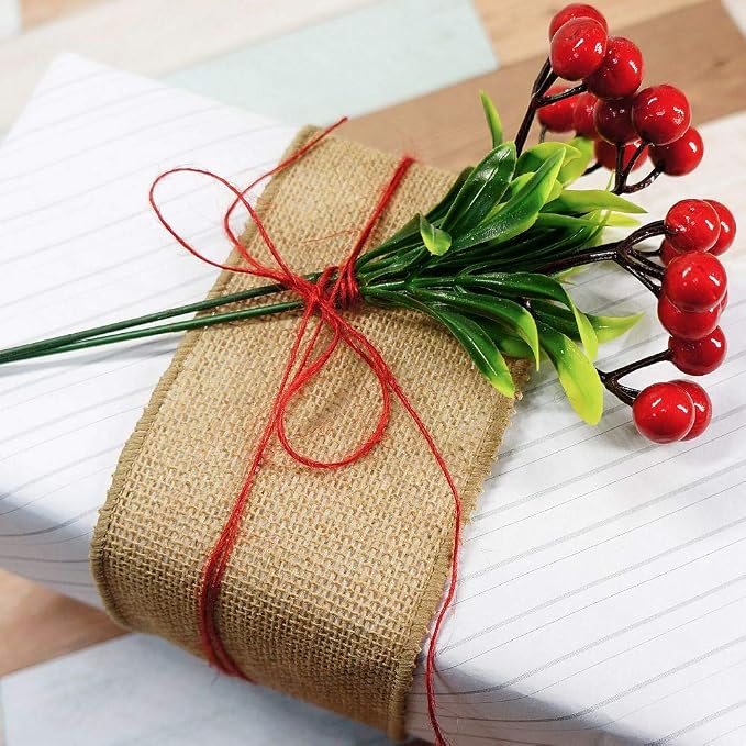CT CRAFT LLC Burlap Fabric Wired Ribbon 3" x 20 Yards Natural Color - Image 3