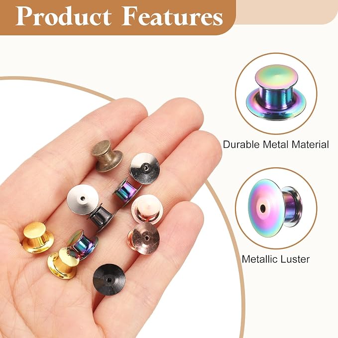 uxcell 30Pcs Metal Locking Pin Backs, Pin Keepers Locking Clasp Flat Head Clamp - Image 3