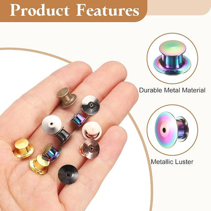 uxcell 30Pcs Metal Locking Pin Backs, Pin Keepers Locking Clasp Flat Head Clamp - Image 3