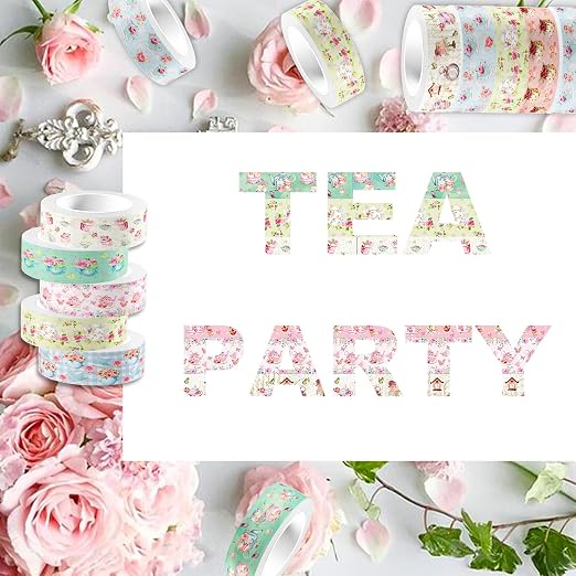 12 Rolls Tea Party Washi Tape, Afternoon Tea Decorative Tape - Image 7