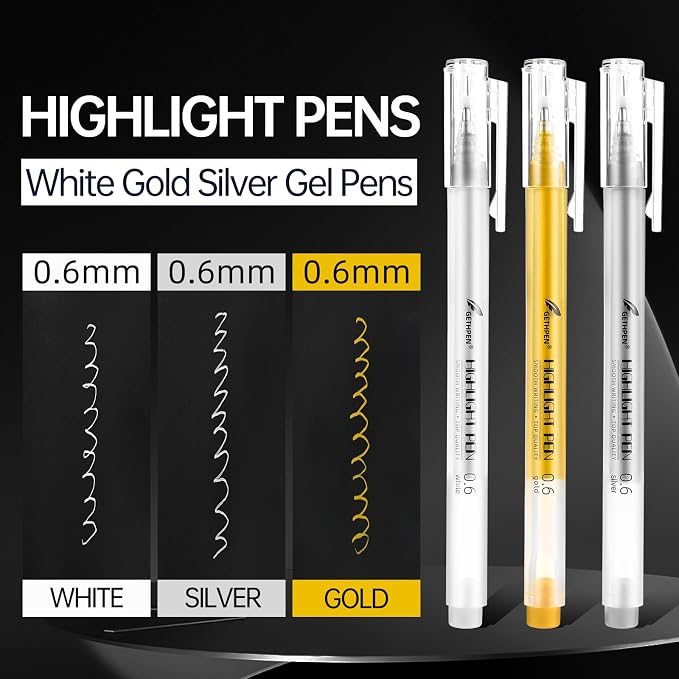 0.6mm Fine Point Gold Gel Pens, Adult Coloring Books & Holiday Crafts - Image 2