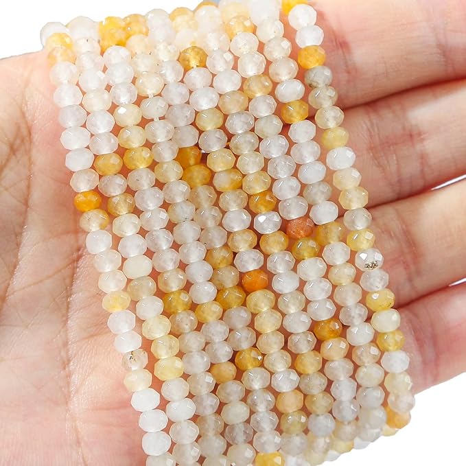 Natural Yellow Jade Beads 4x2mm 120pcs Faceted Rondelle Loose Semi Gemstone - Image 3