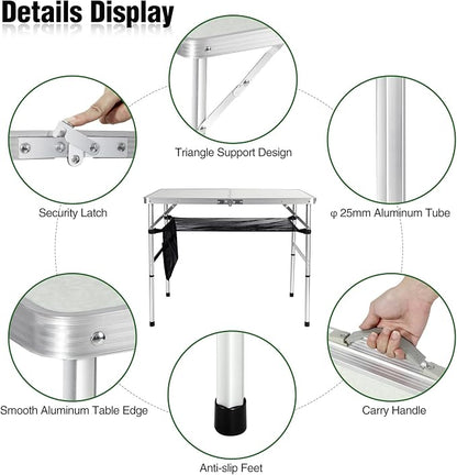 RedSwing Folding Table 3 Feet Adjustable Height, Lightweight and Portable - Image 5