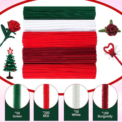 400 Pcs Red Pipe Cleaners for Crafts, 4 Colors Soft Chenille Stems Bulk - Image 7