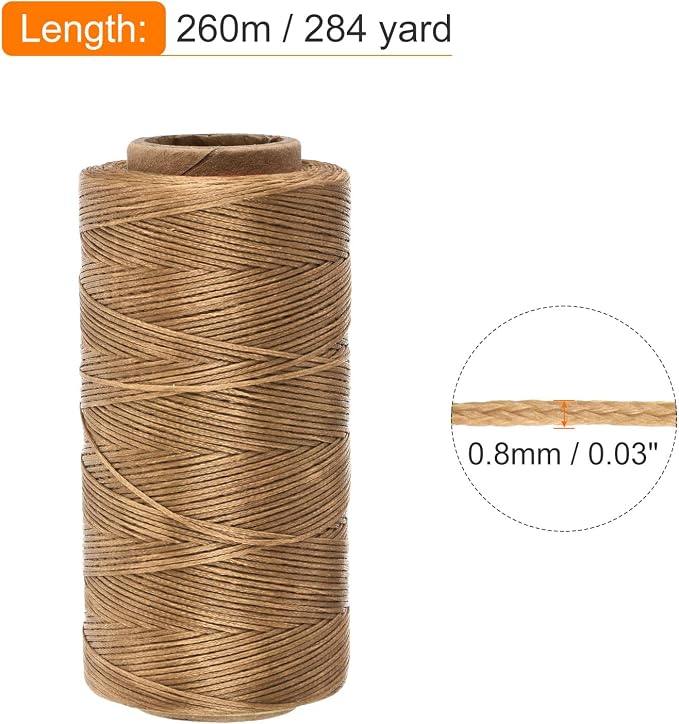 MECCANIXITY Waxed Thread, 284 Yard 0.8mm 150D Flat Wax Thread Polyester Waxed - Image 2