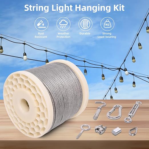 250FT 1/8" Wire Rope Kit, Vinyl Coated 304 Stainless Steel Wire Cable, 7x7 - Image 4