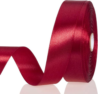 1 Inch Dark Red Solid Satin Ribbon, 50 Yards Craft Fabric Ribbon by YASEO