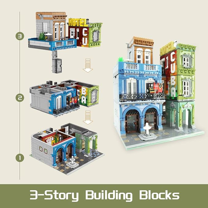 ZenithFlow Street View Building Blocks Kit, Cuba Hotel Mini Blocks Construction - Image 3