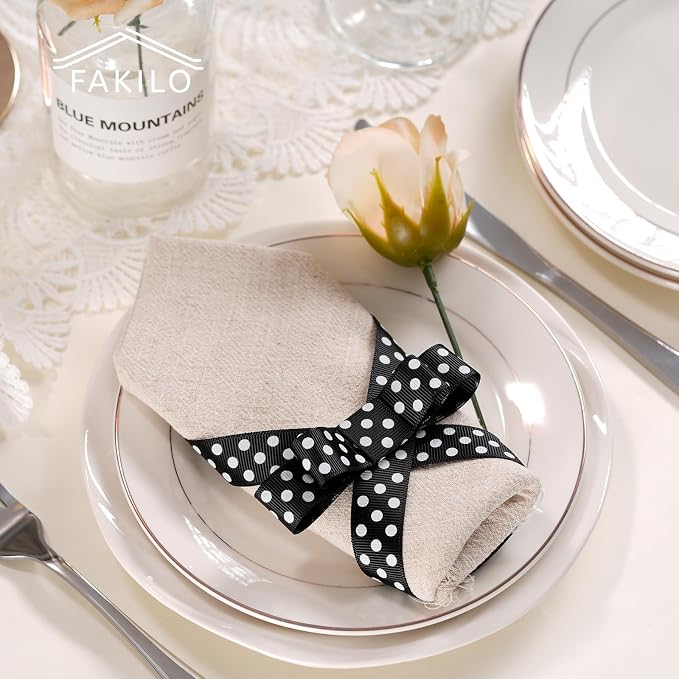 Polka Dot Grosgrain Ribbon 5/8 Inch, 25 Yards Spool Black and White Dot Craft - Image 5
