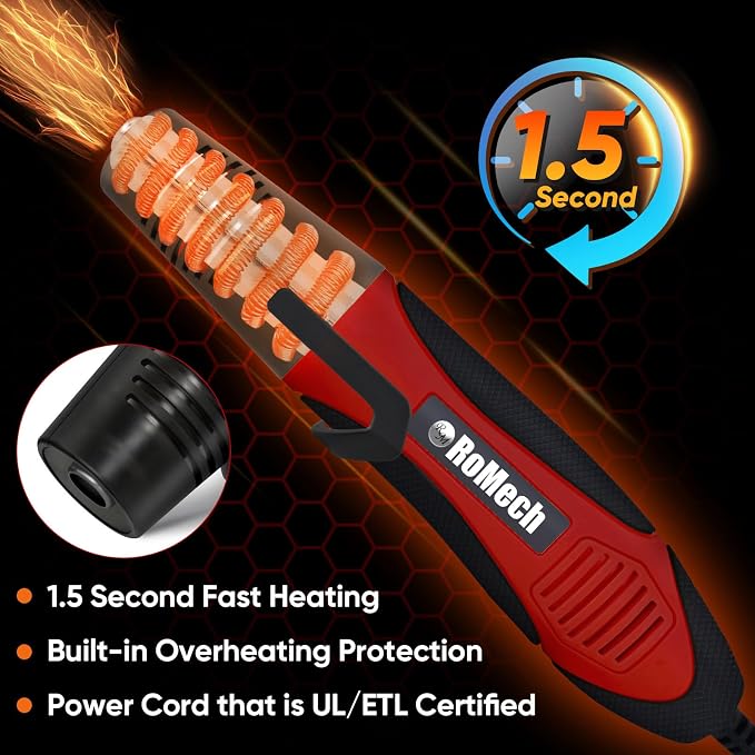ROMECH 350W Heat Gun with 2 Nozzles, Dual Temp Heat Gun 400°F-660°F, Fast Heat - Image 3
